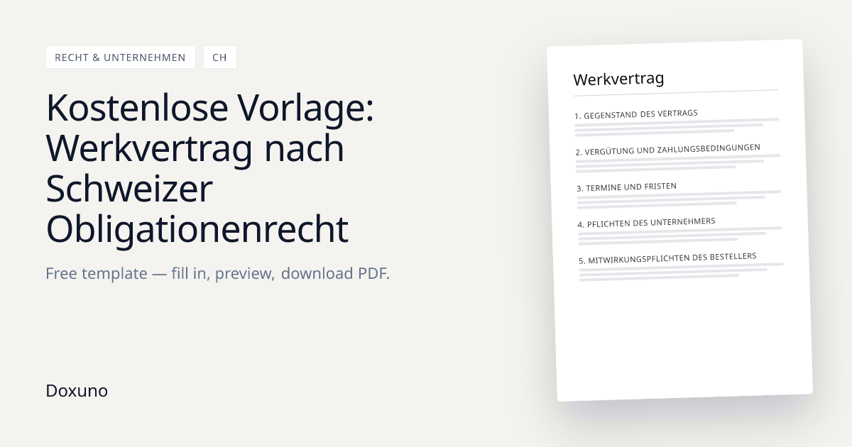 Werkvertrag Vorlage — Word + PDF kostenlos · Download