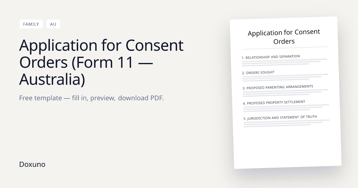 Application for Consent Orders — Word + Free PDF Download