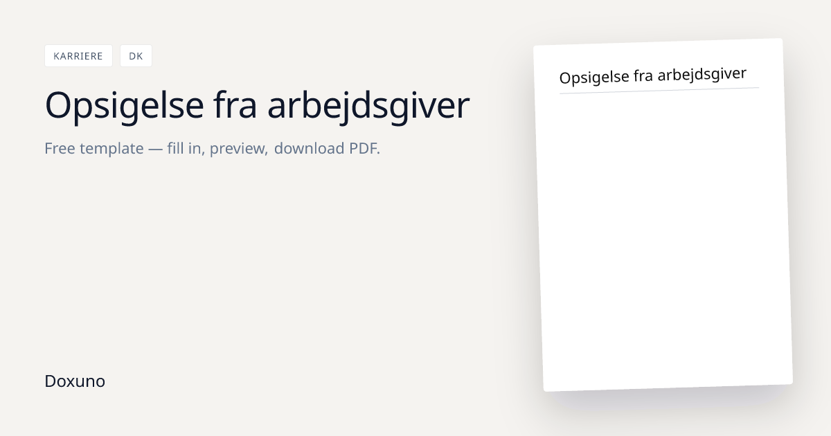 Opsigelse fra arbejdsgiver — Word + gratis PDF · download