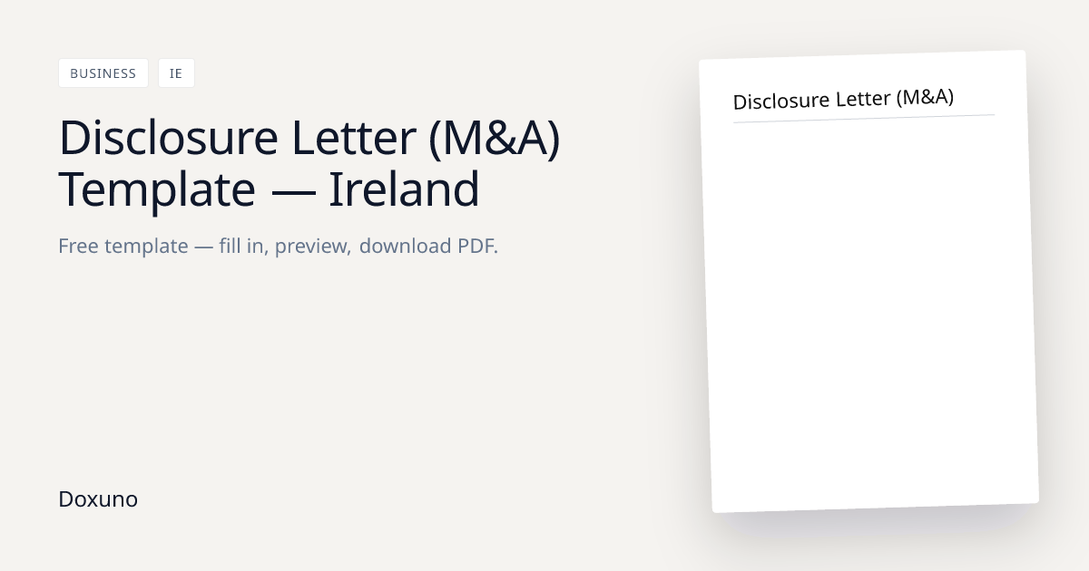 Disclosure Letter Template Ireland — M&A Word + Free PDF Download