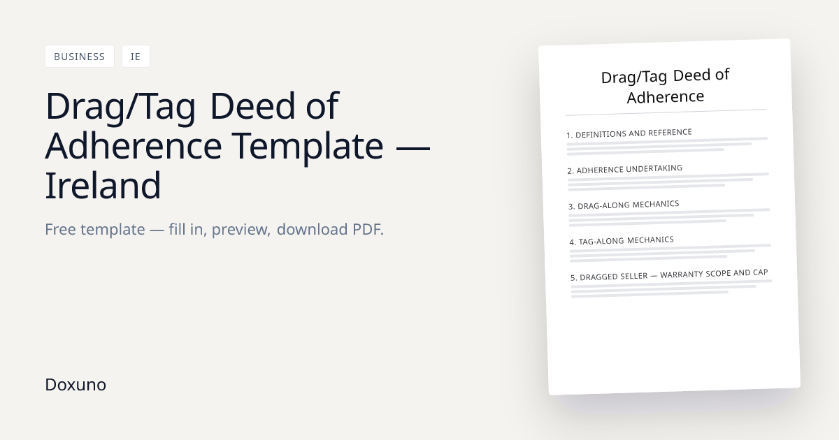 Drag/Tag Deed of Adherence Template Ireland — Word + Free PDF Download