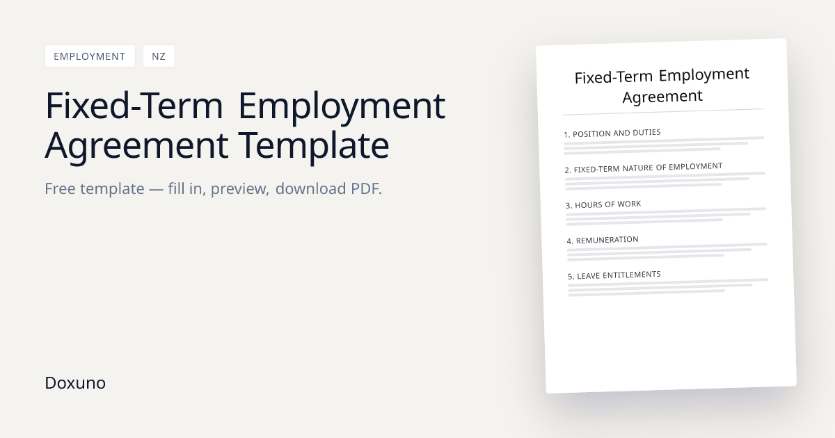Fixed-Term Employment Agreement — Word + Free PDF Download