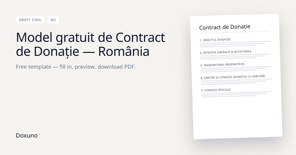 Contract de Donație Șablon — Word + PDF gratuit · descarcă