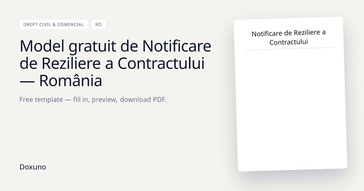 Notificare de Reziliere a Contractului — Word + PDF descărcabil