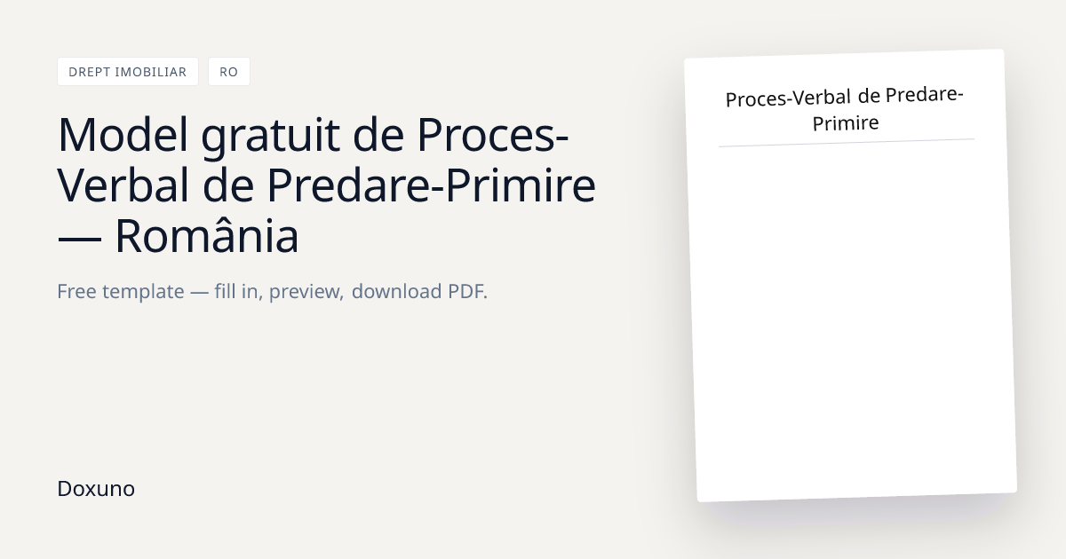 Proces-Verbal de Predare-Primire — Word + PDF descărcabil