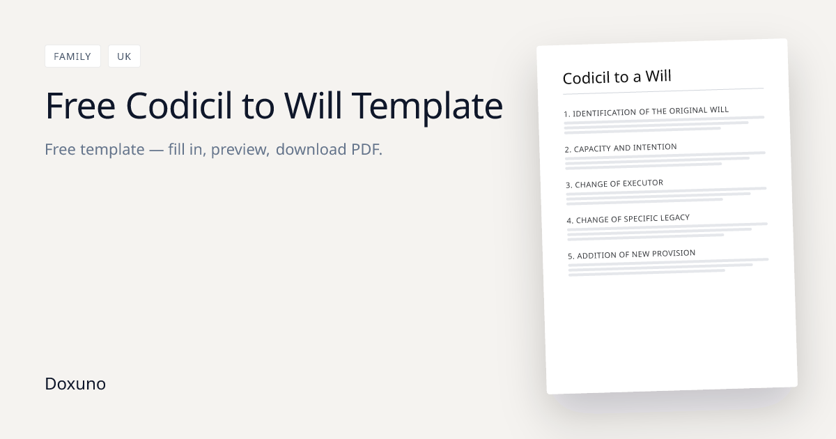 Codicil to a Will Template (UK) — Word + Free PDF Download