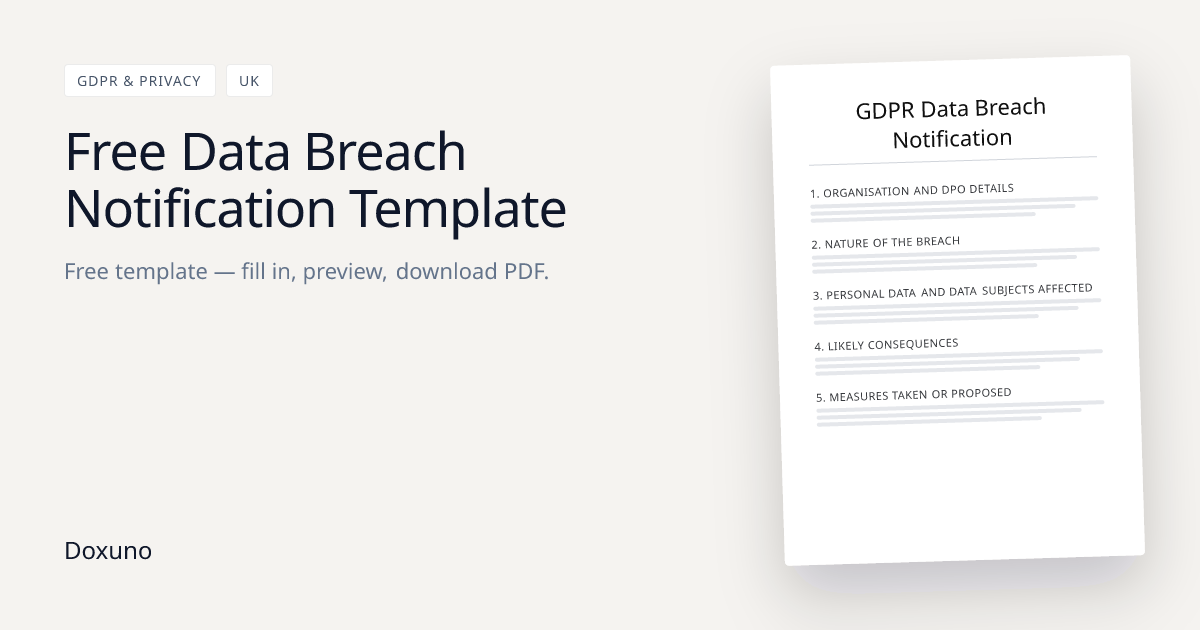 GDPR Data Breach Notification — Word + Free PDF Download