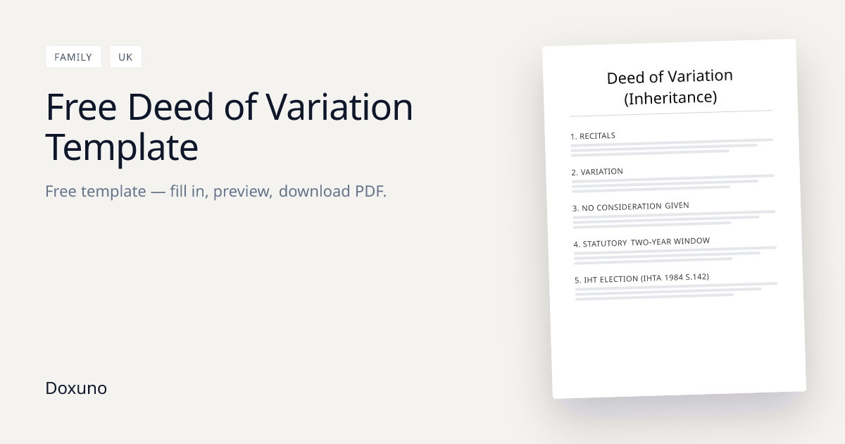 Deed of Variation (Inheritance) — Word + Free PDF Download