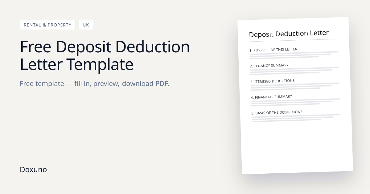 Deposit Deduction Letter Template — Word + Free PDF Download