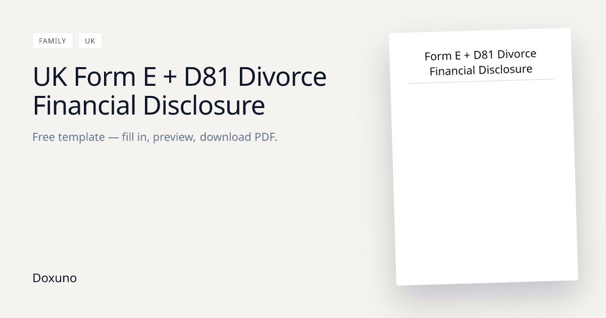 Form E + D81 Divorce Financial Disclosure — Word + PDF Download