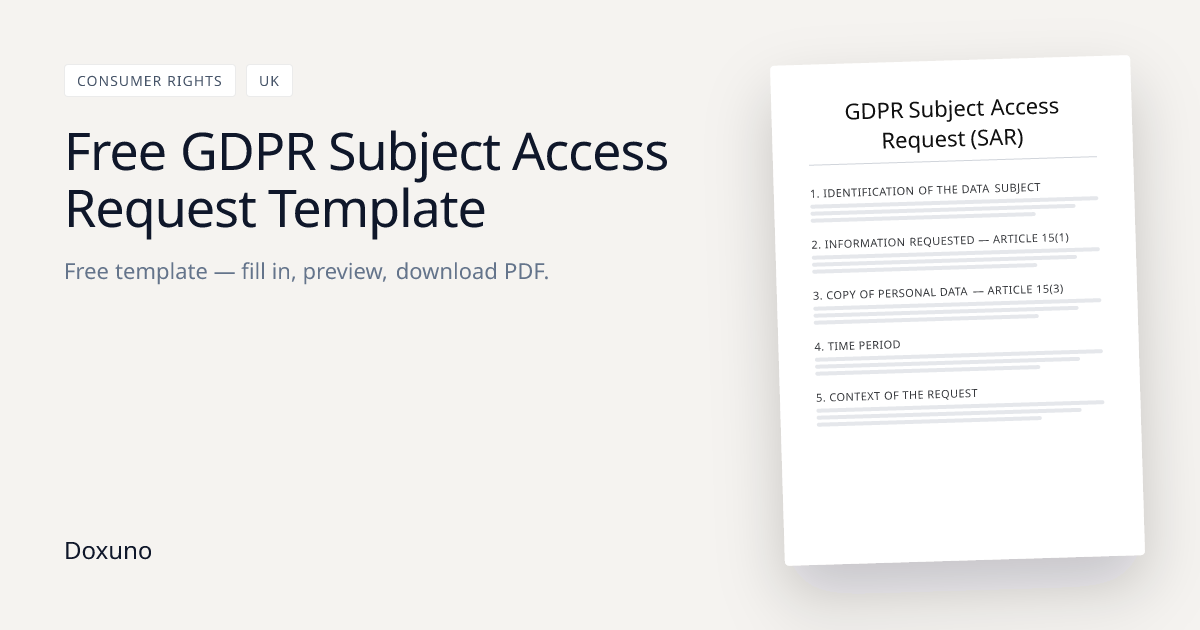 GDPR Subject Access Request (SAR) — Word + Free PDF Download