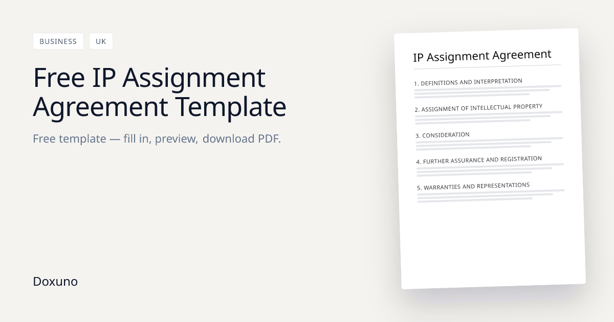 IP Assignment Agreement Template — Word + Free PDF Download