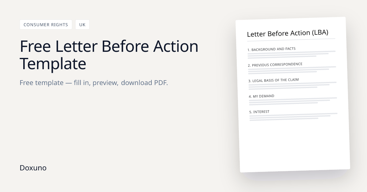 Letter Before Action (LBA) (UK) — Word + Free PDF Download