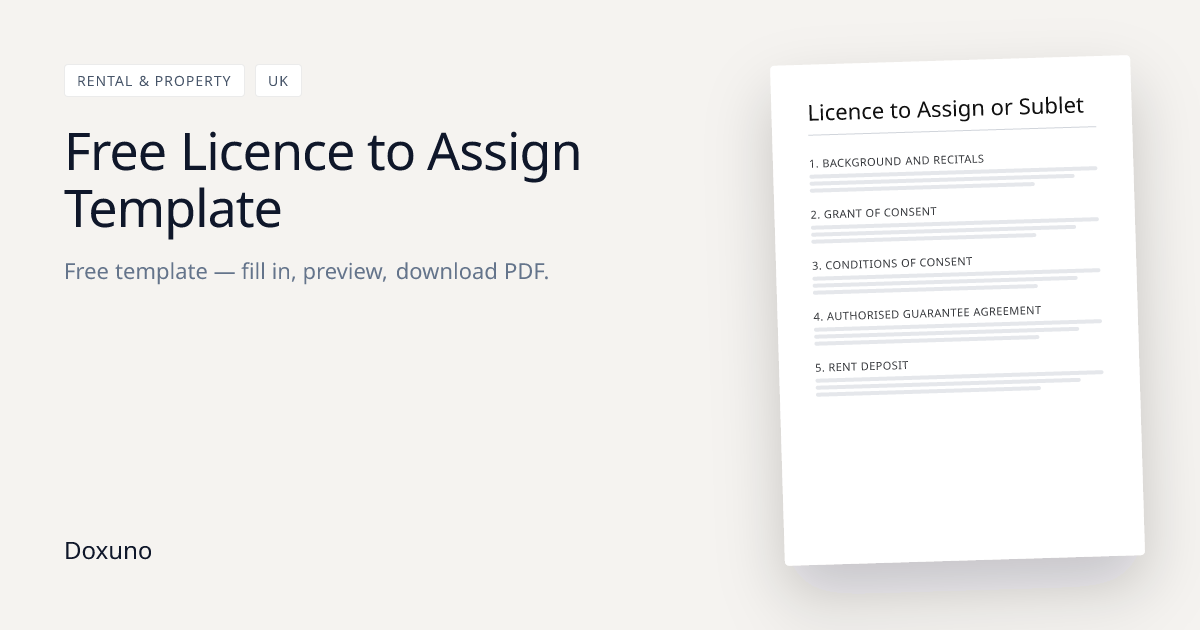 Licence to Assign or Sublet (UK) — Word + Free PDF Download