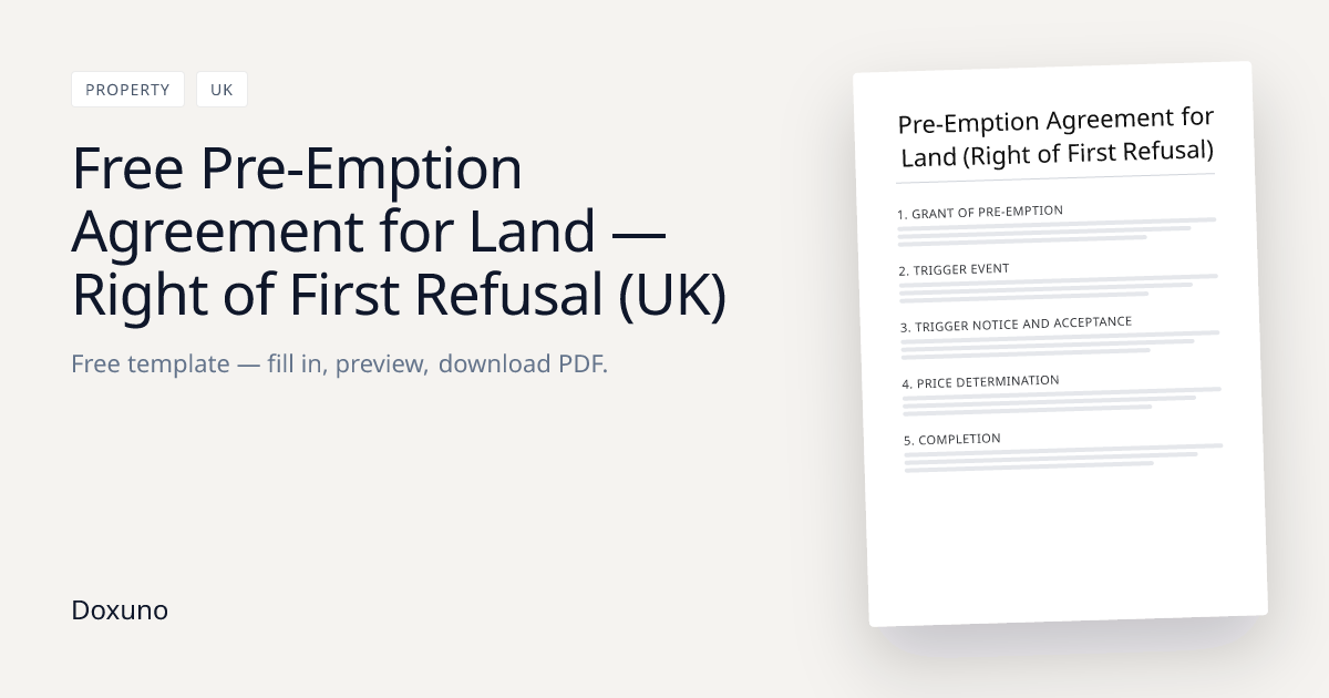 Land Pre-Emption Agreement — Word + Free PDF Download