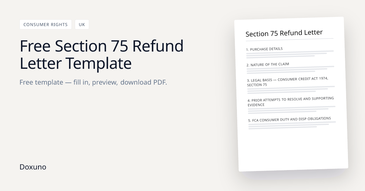 Section 75 Refund Letter Template — Word + Free PDF Download