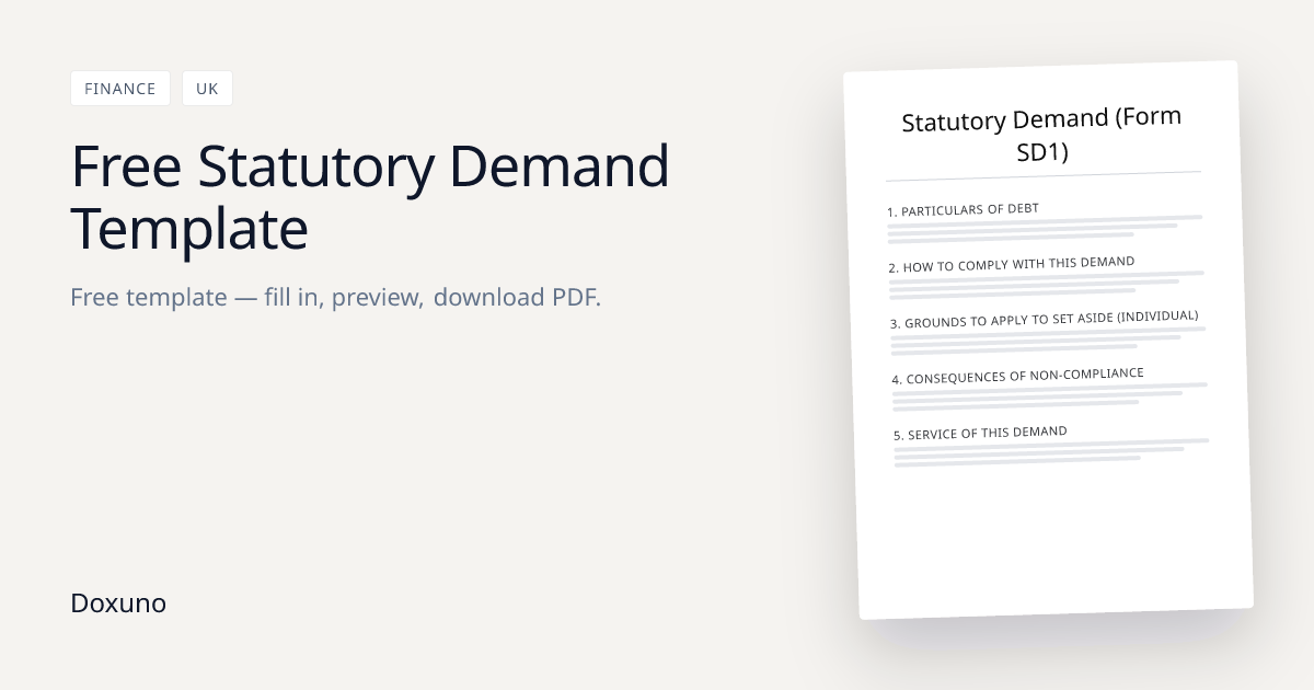 Statutory Demand (Form SD1) (UK) — Word + Free PDF Download