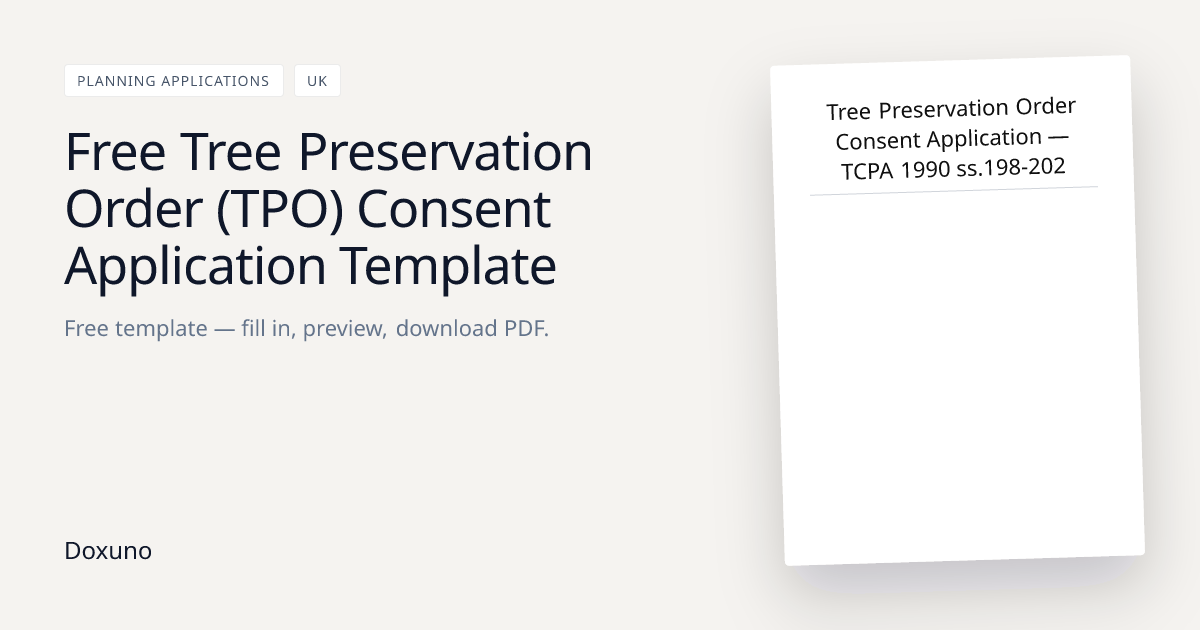 Tree Preservation Order Consent Form — Word + Free PDF Download