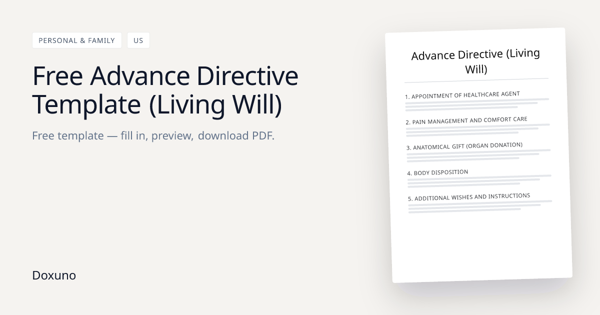 Advance Directive (Living Will) — Word + Free PDF Download