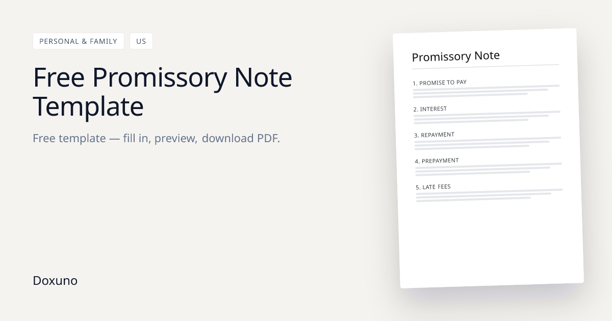 Promissory Note Template (US) — Word + Free PDF Download
