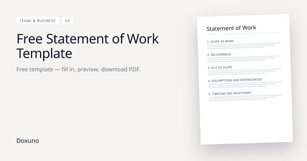 Free Statement of Work Template (US) - Doxuno