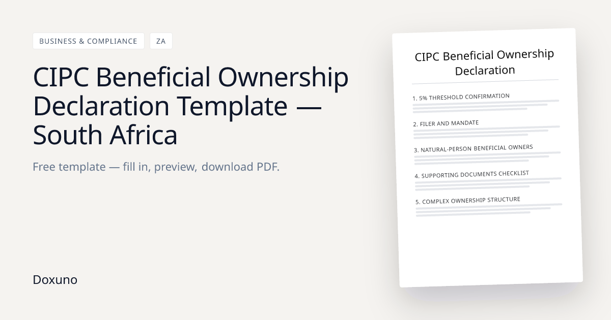 CIPC Beneficial Ownership Declaration — Word + PDF Download