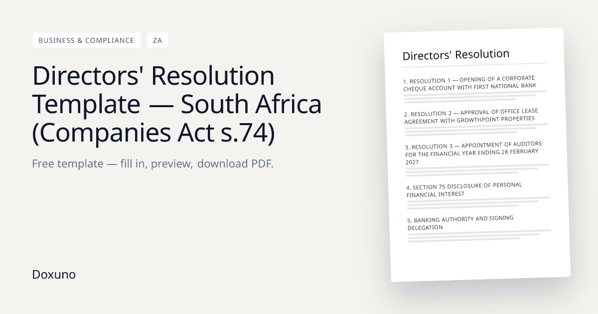 Directors\' Resolution Template — Word + Free PDF Download