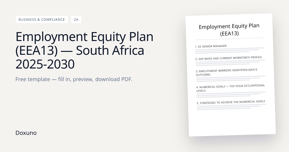 Employment Equity Plan (EEA13) — Word + Free PDF Download
