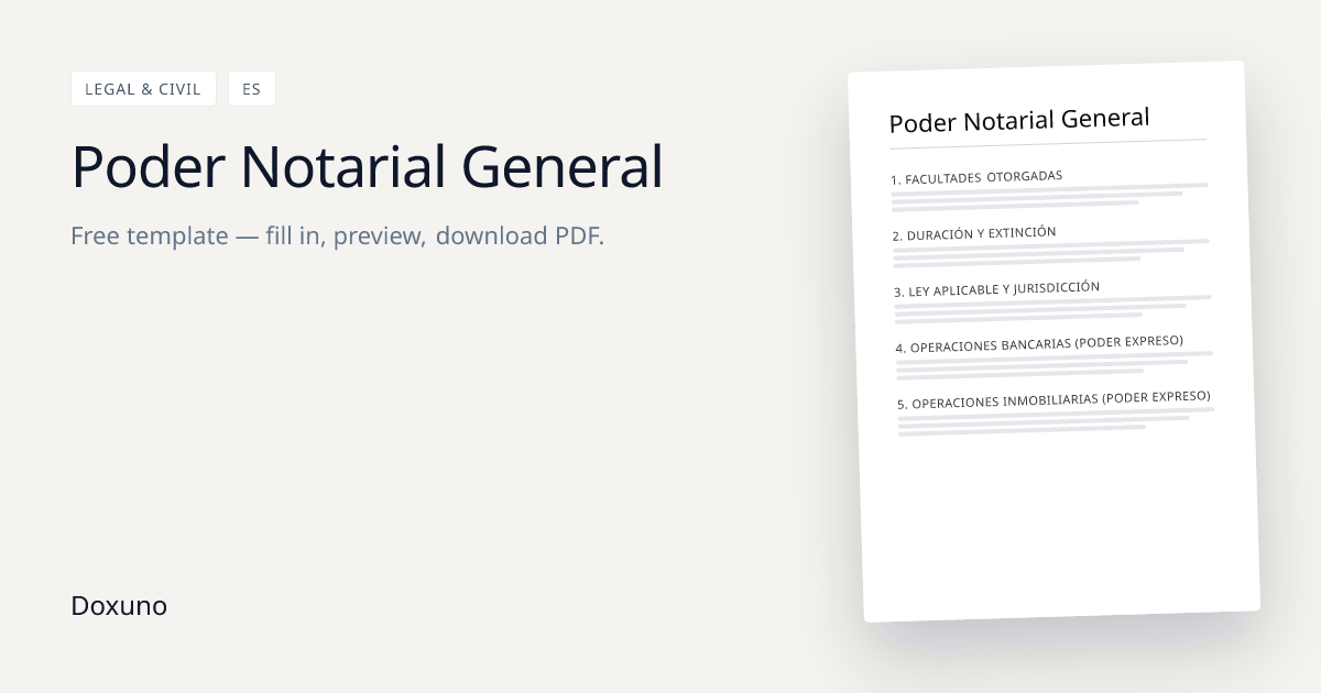 Poder Notarial General — Word + PDF gratis · descargar
