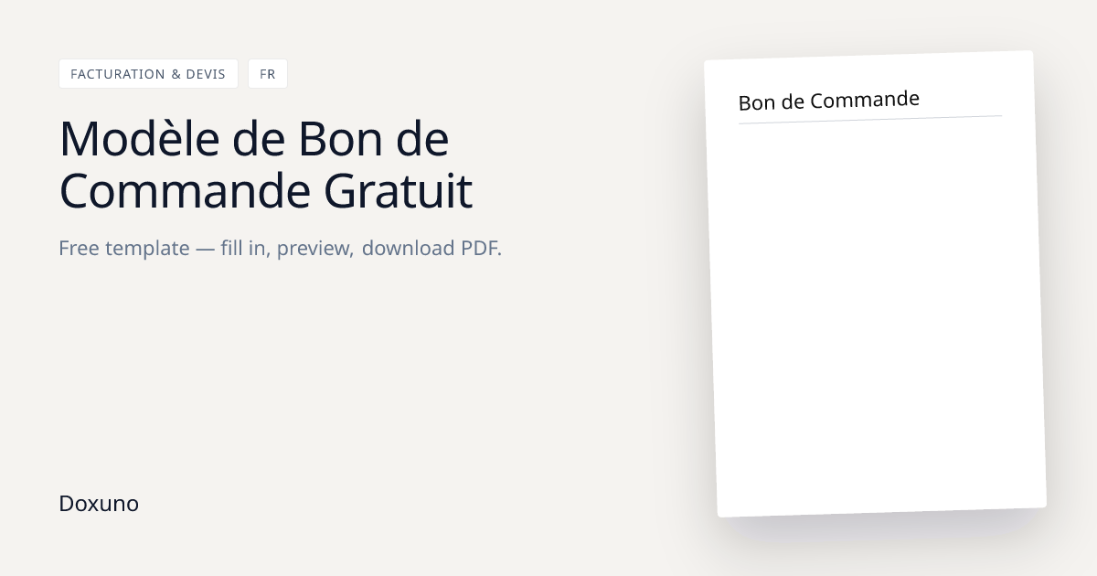 Bon de Commande Modèle — Word + PDF gratuit · télécharger