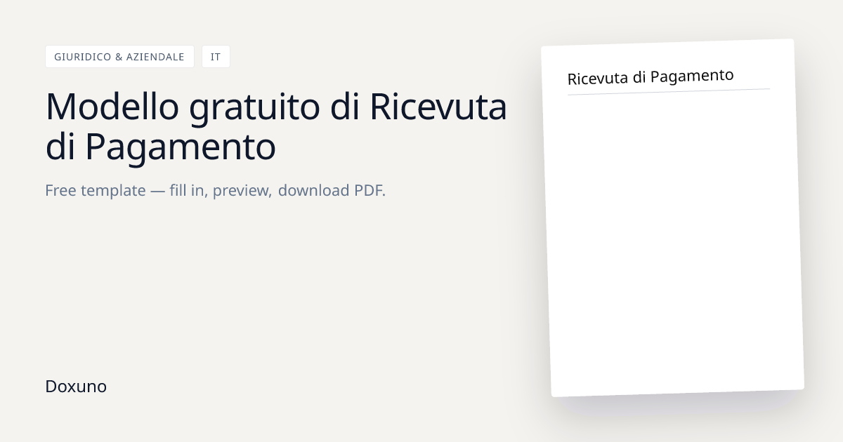 Ricevuta di Pagamento Modello — Word + PDF gratis · scarica