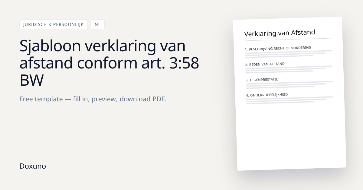 Verklaring van Afstand (NL) — Word + gratis PDF downloaden
