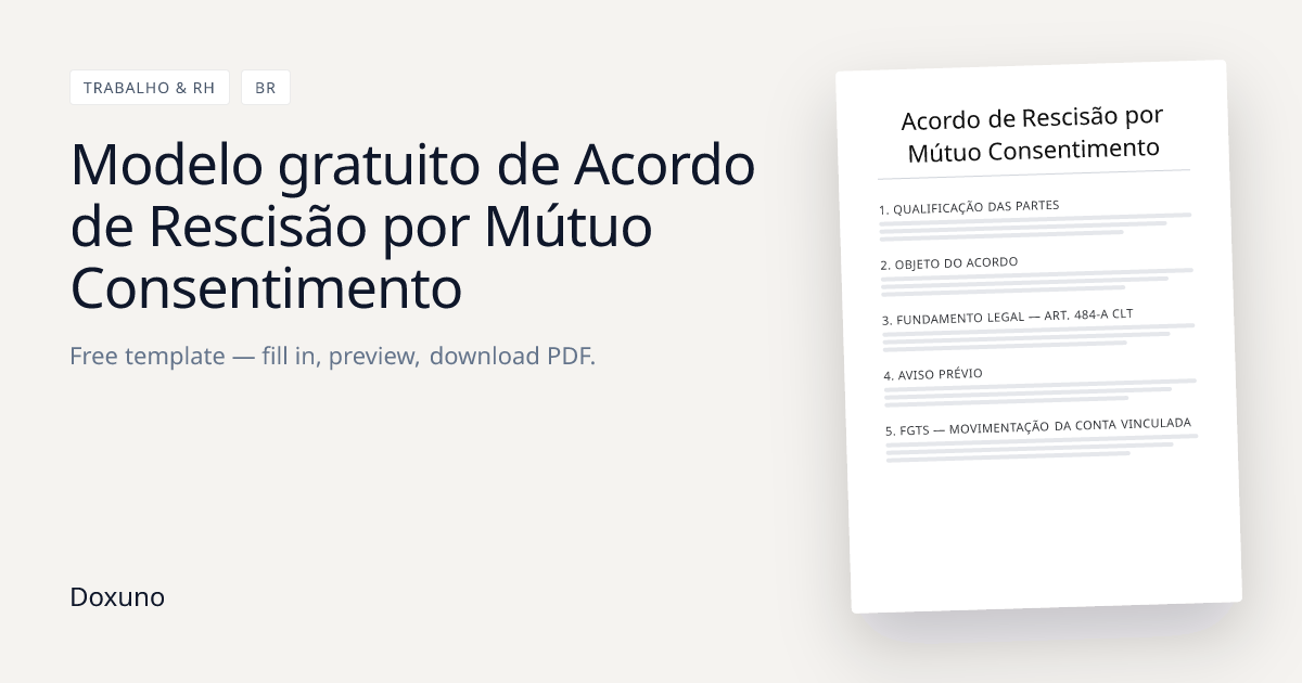 Acordo de Rescisão por Mútuo Consentimento — Word + PDF para baixar