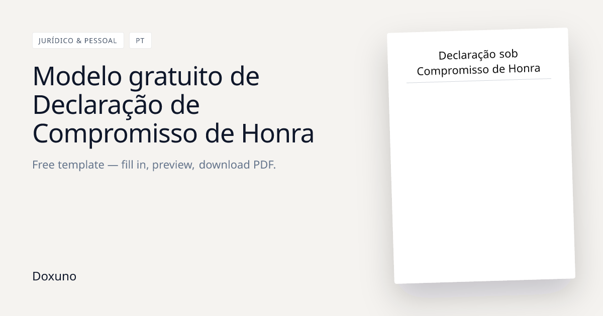 Declaração sob Compromisso de Honra — Word + PDF para baixar
