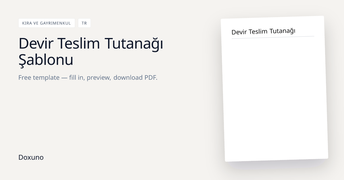 Devir Teslim Tutanağı Şablonu — Word + Ücretsiz PDF indir